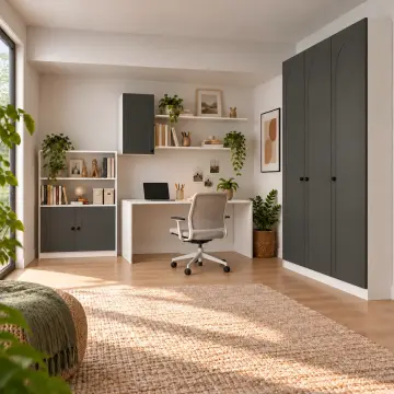 Velarune N280 Membran Kapaklı Kiriş Altı Nişli Gardıroplu Çalışma Masası