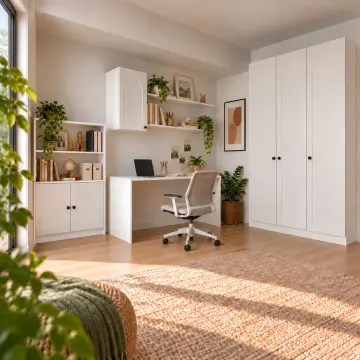 Velarune N280 Membran Kapaklı Kiriş Altı Nişli Gardıroplu Çalışma Masası