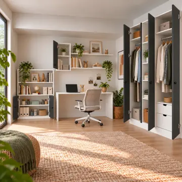 Velarune N280 Membran Kapaklı Kiriş Altı Nişli Gardıroplu Çalışma Masası