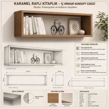 Karamel Raflı Kitaplık