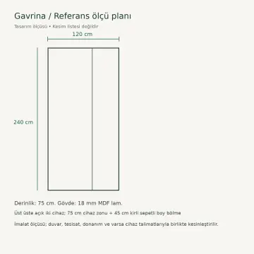 Gavrina Membran Çamaşır ve Kurutma Makinesi Dolabı 120 cm