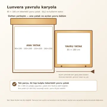 Lunvera Doğal Ahşap Yavrulu Karyola
