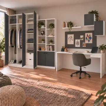 Provelis P200 Proje Panolu Kitaplıklı Gardıroplu Çalışma Masası