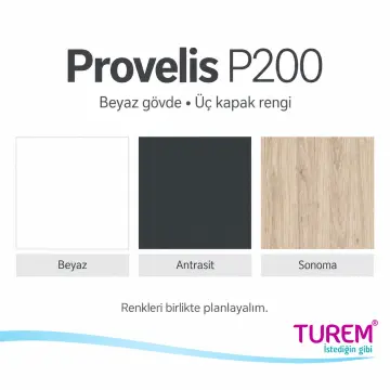 Provelis P200 Proje Panolu Kitaplıklı Gardıroplu Çalışma Masası