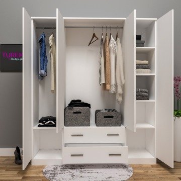 Melisa 4 Kapılı 2 Çekmeceli Gardrop