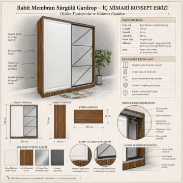 Rabit Membran Sürgülü Gardrop
