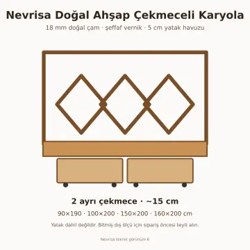 Nevrisa Doğal Ahşap Çekmeceli Karyola