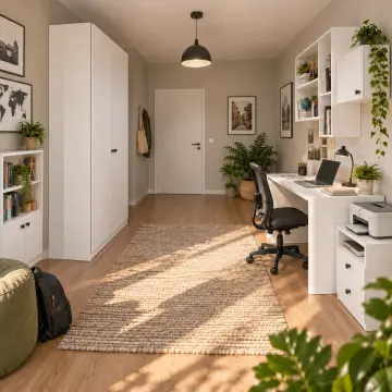 Prentora Y180 Yazıcı İstasyonlu Kitaplıklı Gardıroplu Çalışma Masası