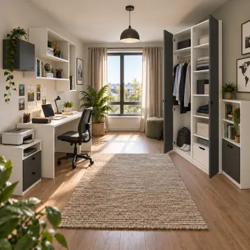 Prentora Y180 Yazıcı İstasyonlu Kitaplıklı Gardıroplu Çalışma Masası