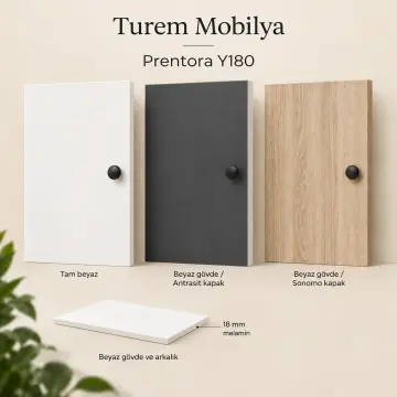 Prentora Y180 Yazıcı İstasyonlu Kitaplıklı Gardıroplu Çalışma Masası