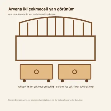 Arvena Doğal Ahşap Çekmeceli Karyola