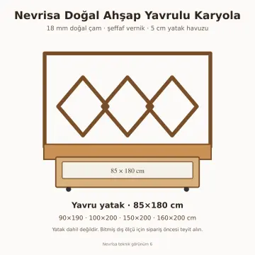 Nevrisa Doğal Ahşap Yavrulu Karyola