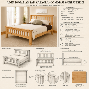 Adin Doğal Ahşap Karyola