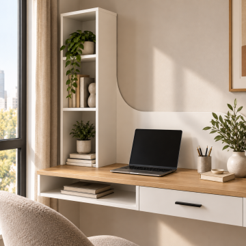 Nivo 80 Duvara Monte Çekmeceli Çalışma Masası ve Dikey Kitaplık