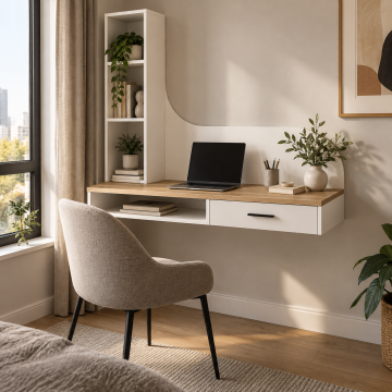 Nivo 80 Duvara Monte Çekmeceli Çalışma Masası ve Dikey Kitaplık