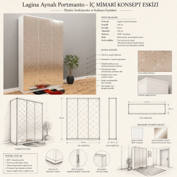 Lagina Aynalı Portmanto