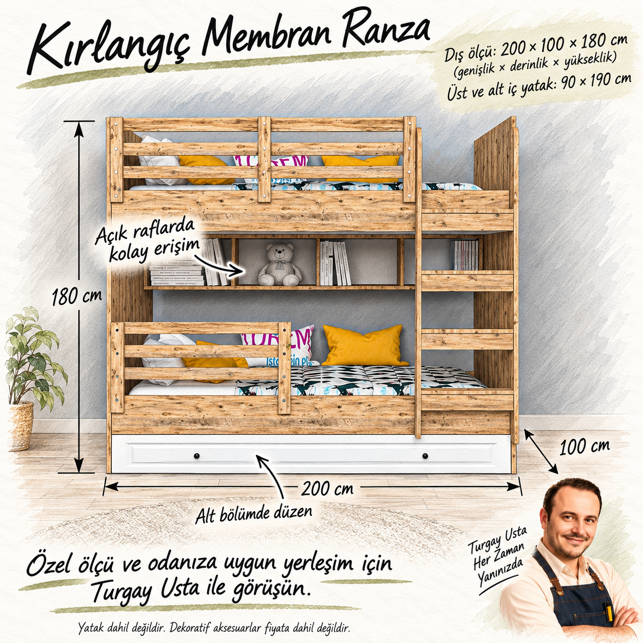 Kırlangıç Membran Ranza Turgay Usta ölçü ve kullanım eskizi