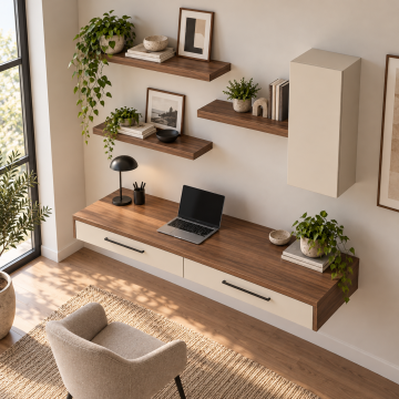 Lento 100 Duvara Monte İki Çekmeceli Home Office Çalışma Masası