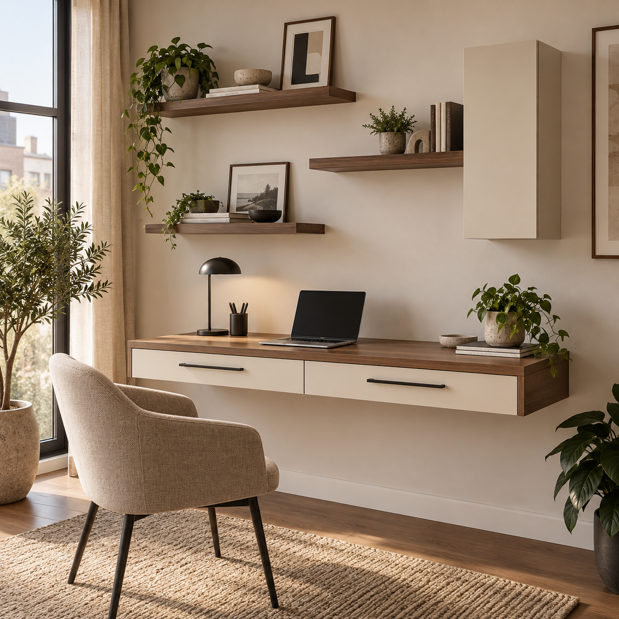 Lento 100 Duvara Monte İki Çekmeceli Home Office Çalışma Masası