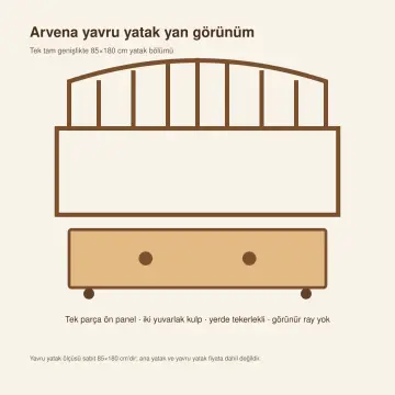 Arvena Doğal Ahşap Yavrulu Karyola