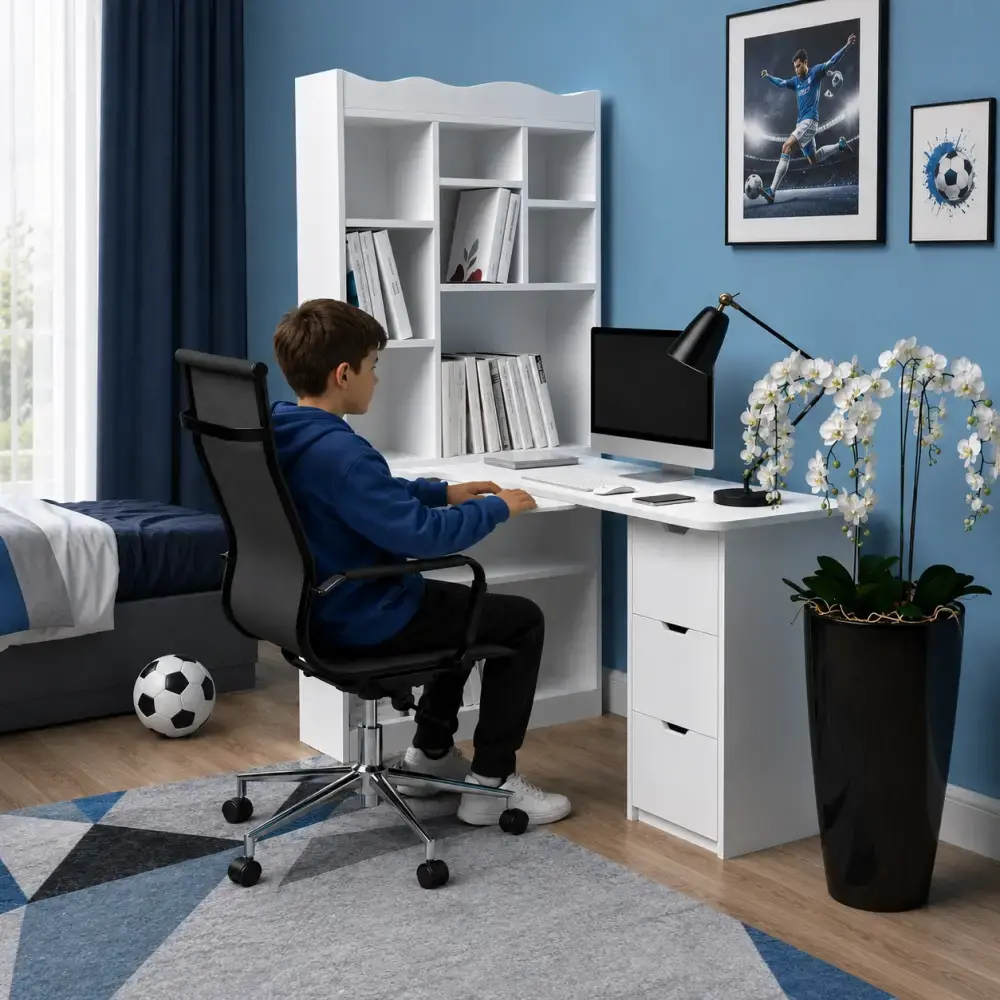 Modern Kitaplıklı Çalışma Masası