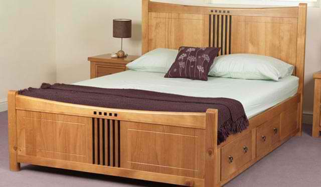 Arya Çekmeceli Doğal Ahşap Karyola Çift kişilik 140x190 cm