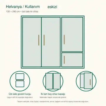 Helvanya Lake Çamaşır ve Kurutma Makinesi Dolabı 130 cm