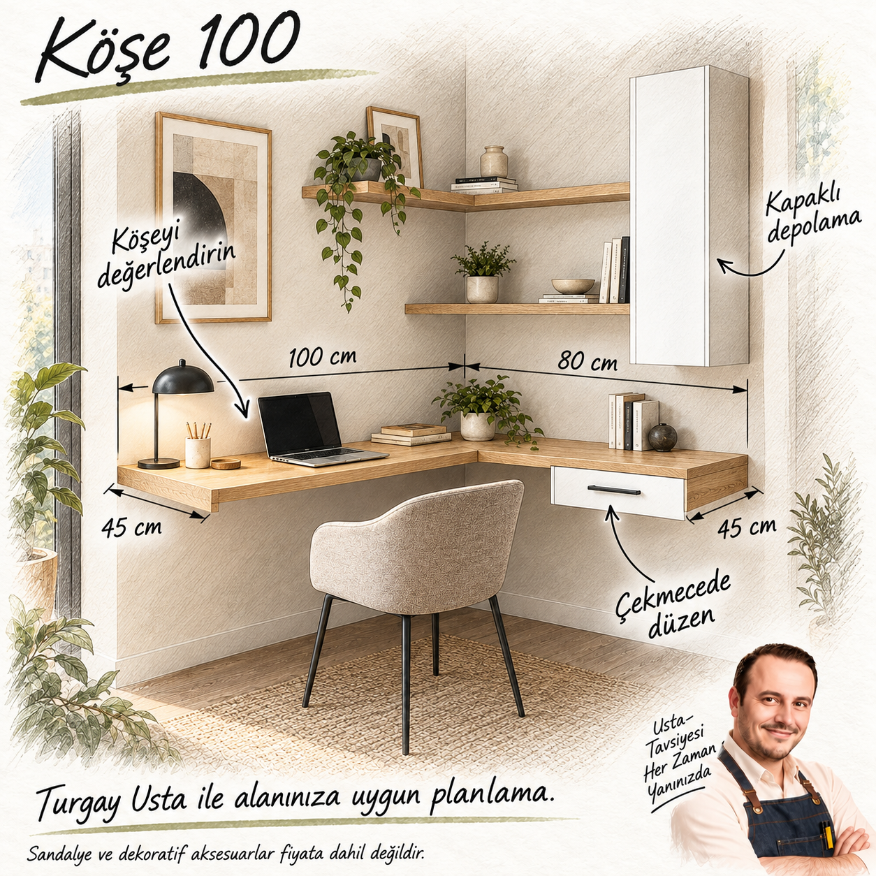 Turgay Usta ile Köşe 100 fayda ve ölçü eskizi