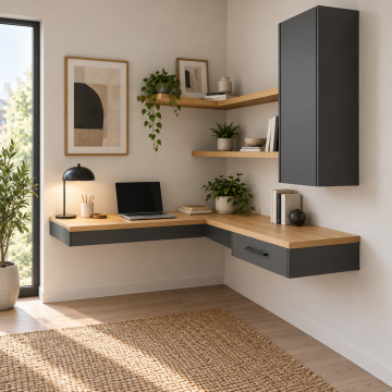 Köşe 100 L Tipi Duvara Monte Köşe Çalışma Masası