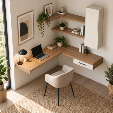 Köşe 100 L Tipi Duvara Monte Köşe Çalışma Masası