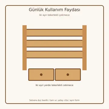 Selvera Doğal Ahşap Çekmeceli Karyola