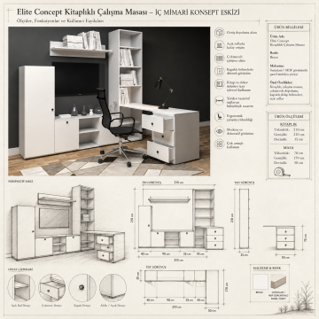 Elite Concept Kitaplıklı Çalışma Masası