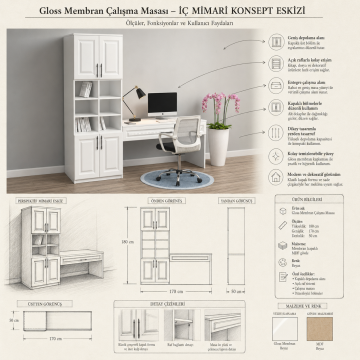 Gloss Membran Çalışma Masası