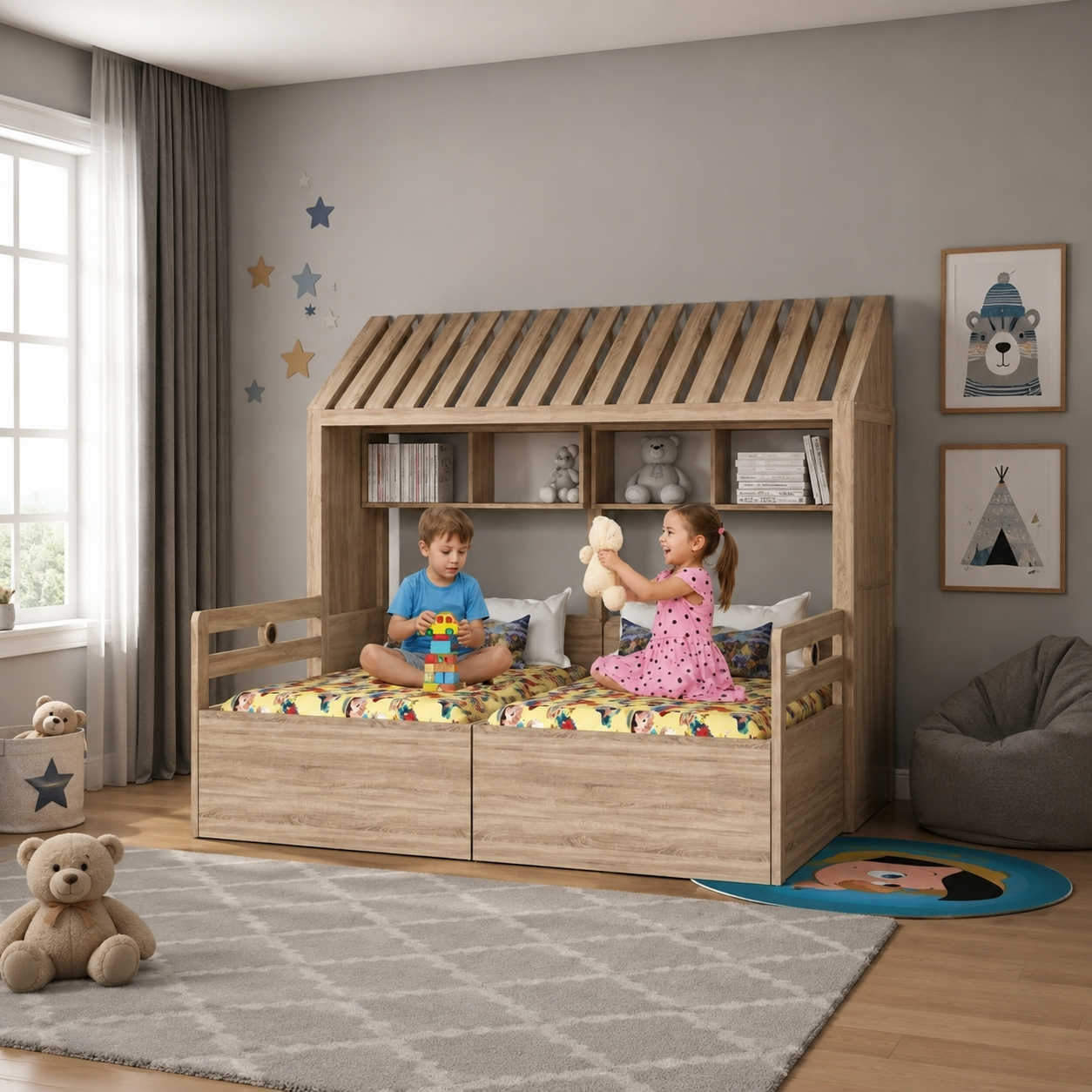 Bale Çatılı Montessori Yatak