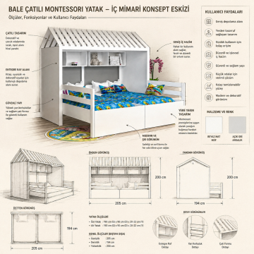 Bale Çatılı Montessori Yatak