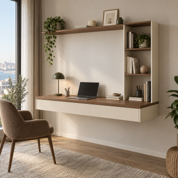 Orvella 100 Dikey Kitaplıklı Duvara Monte Çalışma Masası