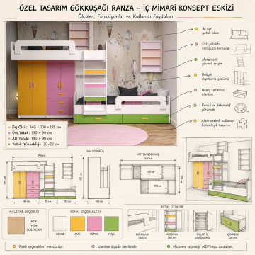 Özel Tasarım Gökkuşağı Ranza