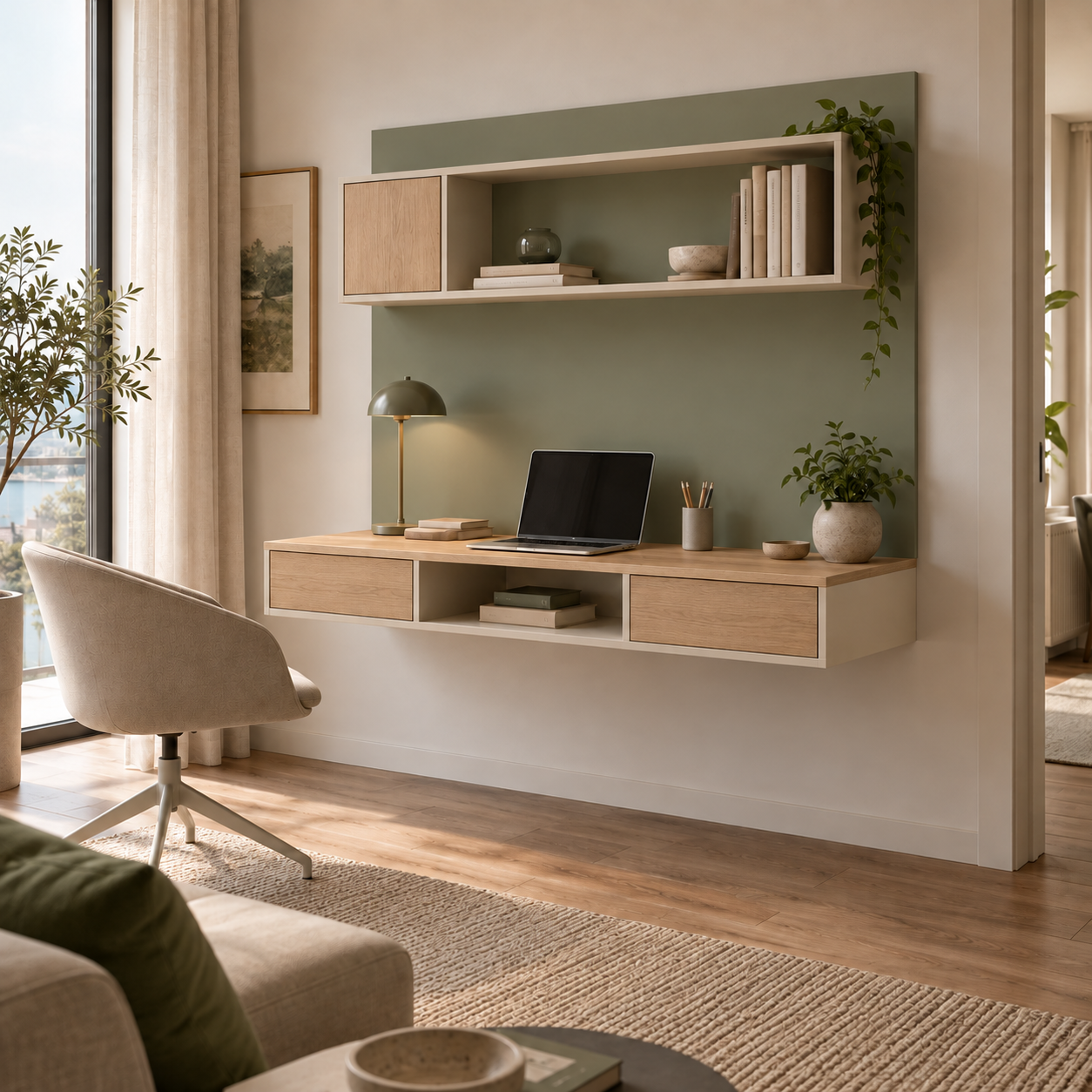 Serena 120 Panelli ve Açık Gözlü Duvara Monte Çalışma Masası