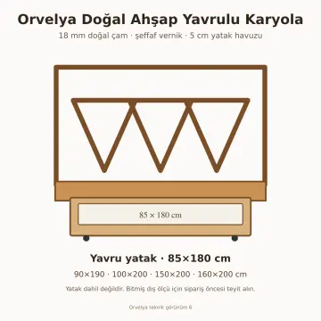 Orvelya Doğal Ahşap Yavrulu Karyola