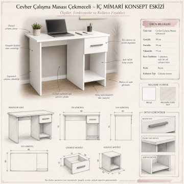 Cevher Çalışma Masası Çekmeceli