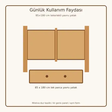 Mirelva Doğal Ahşap Yavrulu Karyola
