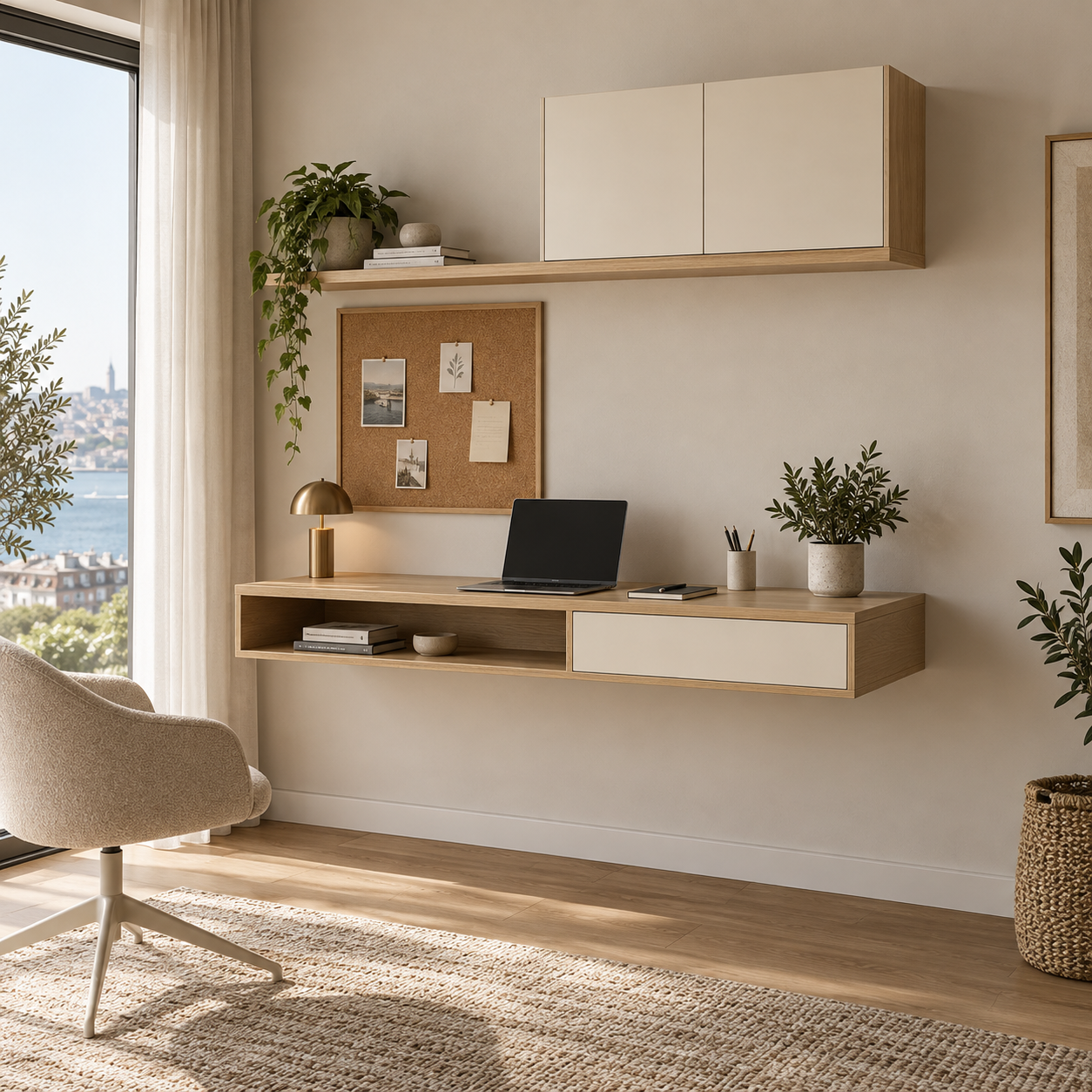 Mireva 120 Mantarlı Panolu Duvara Monte Çalışma Masası