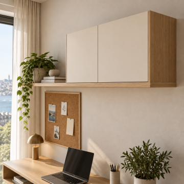 Mireva 120 Mantarlı Panolu Duvara Monte Çalışma Masası