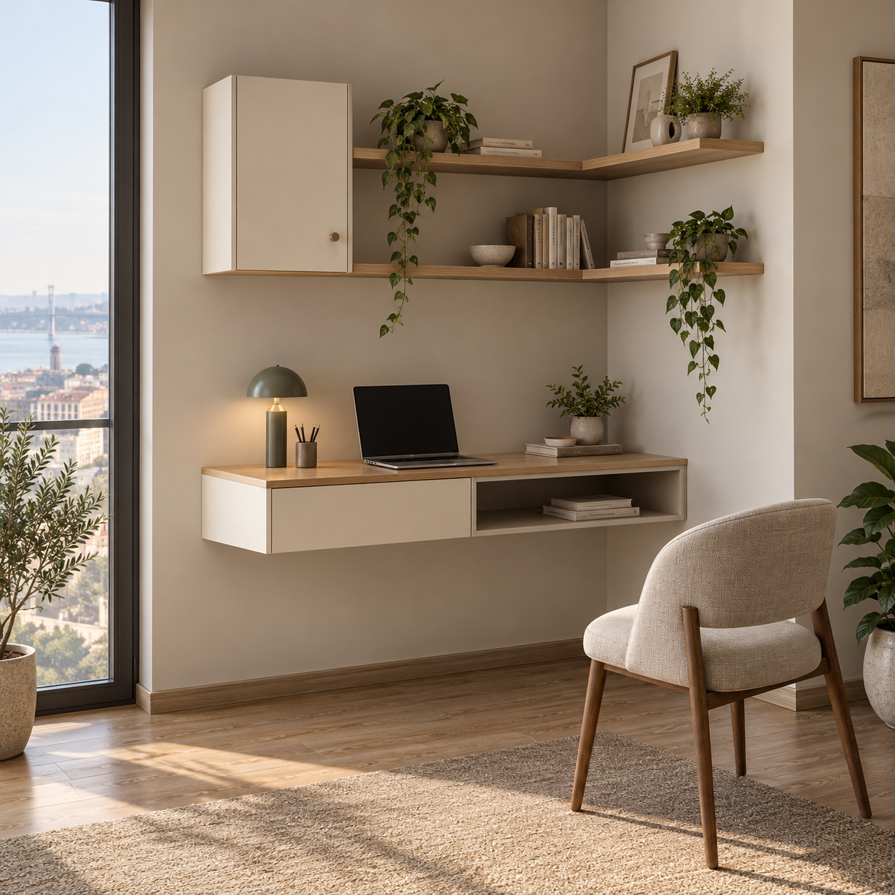 Rovena 100 Köşe Raflı Duvara Monte Çalışma Masası