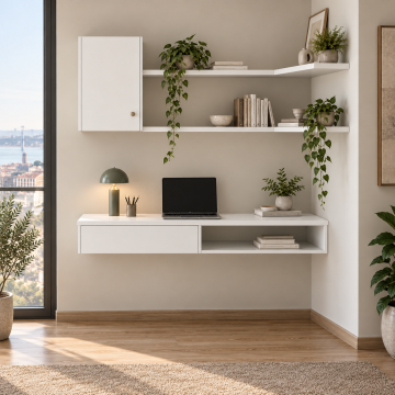 Rovena 100 Köşe Raflı Duvara Monte Çalışma Masası