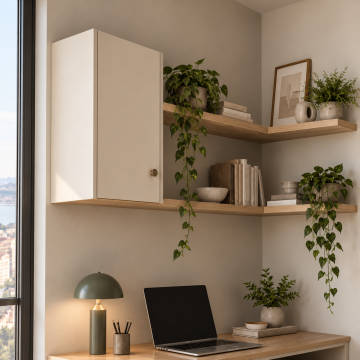 Rovena 100 Köşe Raflı Duvara Monte Çalışma Masası