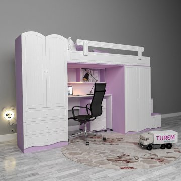 Truva Çalışma Masalı Ranza Mdf - pembe