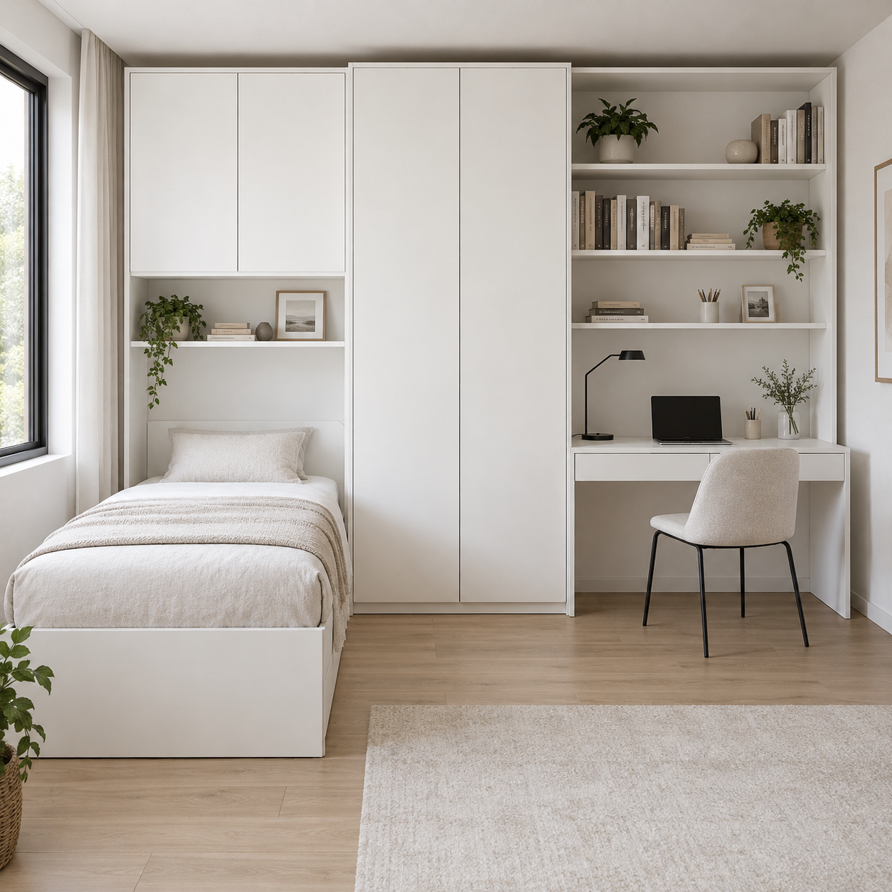 Neris 280 Beyaz Kitaplıklı Çalışma Masalı Genç Odası