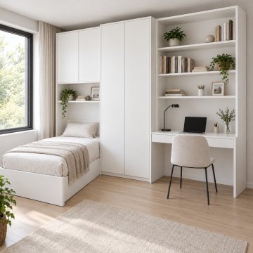 Neris 280 Beyaz Kitaplıklı Çalışma Masalı Genç Odası