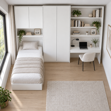 Neris 280 Beyaz Kitaplıklı Çalışma Masalı Genç Odası